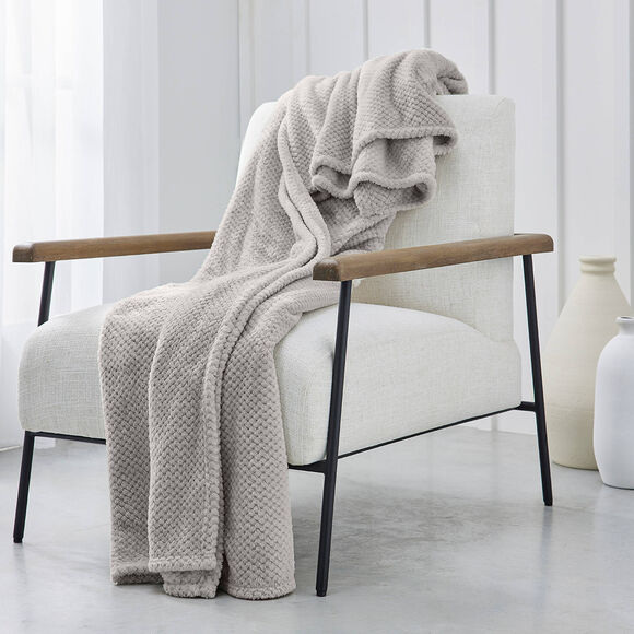 Plaid polaire nid d'abeille (beige)