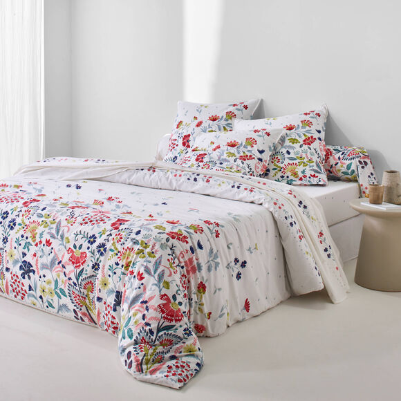 Linge de lit Folk en coton imprim&eacute; (&eacute;cru)