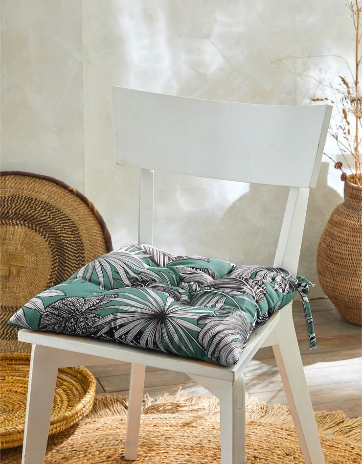 Galette de chaise imprimé tropical - lot de 2 (vert)