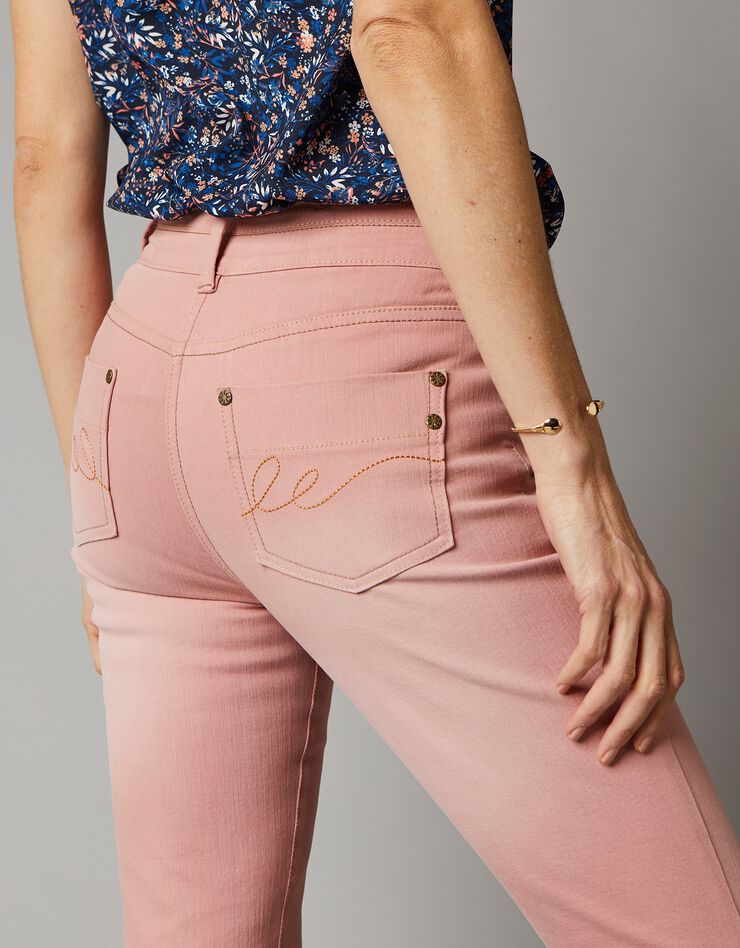 Jean coupe 7/8ème fuselée couleur stretch (bois de rose) Jean coupe 7/8ème fuselée couleur stretch (bois de rose)