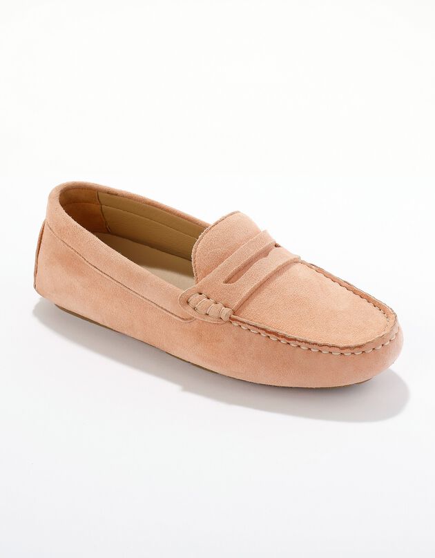 Mocassins en cuir velours (nude)