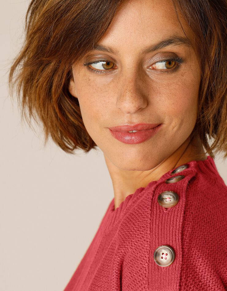 Pull fcol rond maille fantaisie (paprika) Pull fcol rond maille fantaisie (paprika)