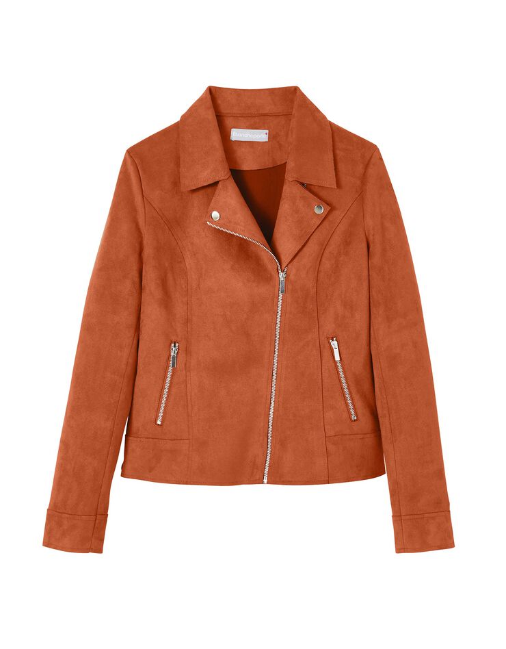 Blouson zippé suédine col tailleur pressionné (cuivre) Blouson zippé suédine col tailleur pressionné (cuivre)