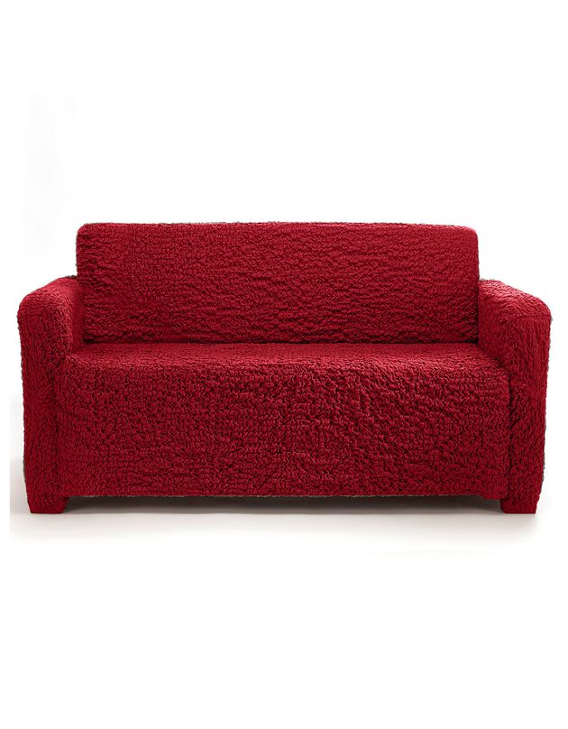 Housse gaufrée bi-extensible canapé fauteuil accoudoirs (bordeaux)