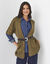 Gilet long ouvert manches courtes toucher doux  (vert olive)