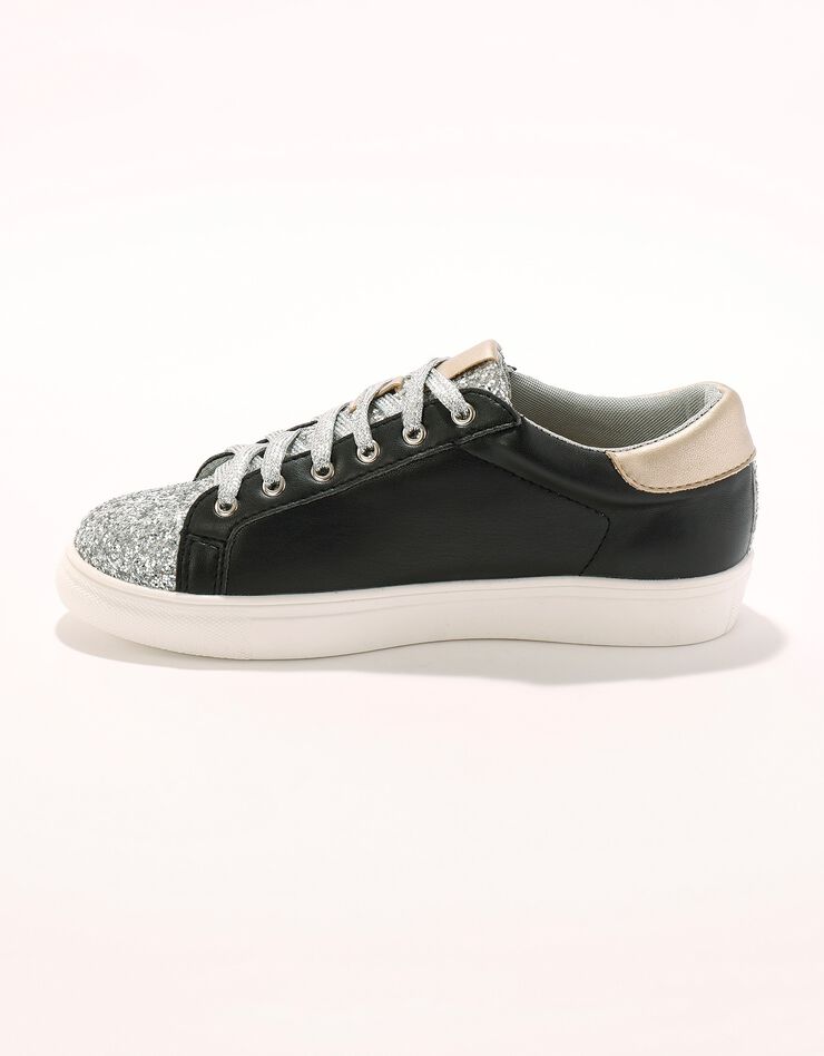 Tennis à lacets avec détail éclair doré - effet pailleté (noir)