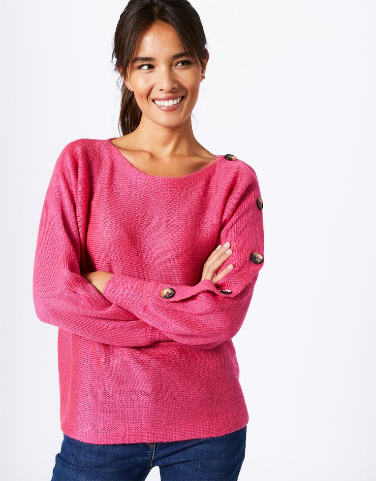 Pull "boîte" boutonné col bateau (rose indien) Pull "boîte" boutonné col bateau (rose indien)