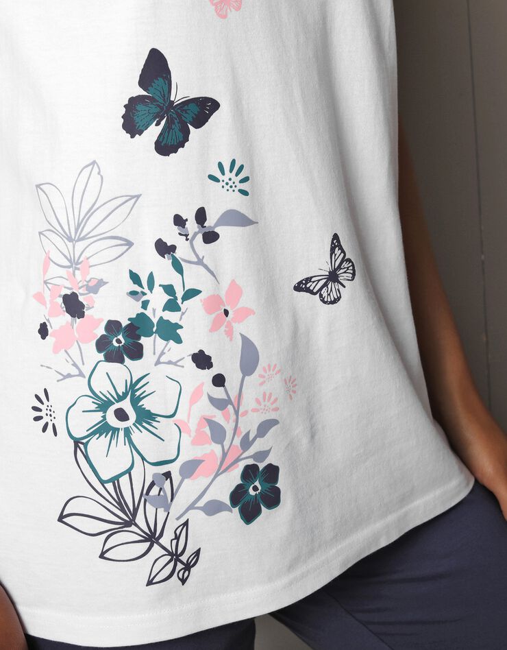 Tee-shirt imprimé placé bucolique - manches courtes (blanc) Tee-shirt imprimé placé bucolique - manches courtes (blanc)