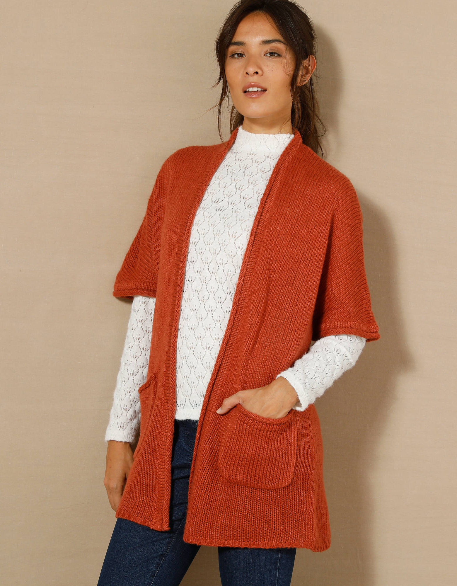 Gilet Paletot Court Manches Courtes Blancheporte - Turquoise - Taille 52 - Neuf Sans étiquette
