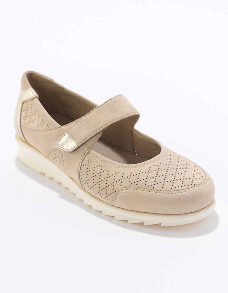 Babies scratchées en cuir ajouré (beige) Babies scratchées en cuir ajouré (beige)