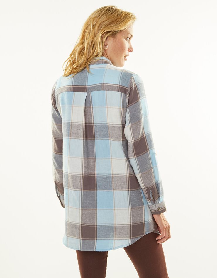 Chemise longue grands carreaux flanelle (bleu / chocolat) Chemise longue grands carreaux flanelle (bleu / chocolat)