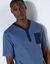 Liquette de pyjama col tunisien - jersey coton (bleu)