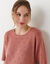 Pull manches courtes, maille pointelle toucher doux (bois de rose)