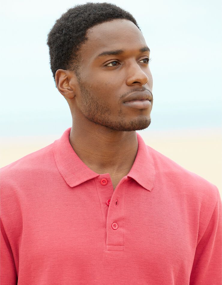 Polo uni maille piquée manches courtes (corail) Polo uni maille piquée manches courtes (corail)