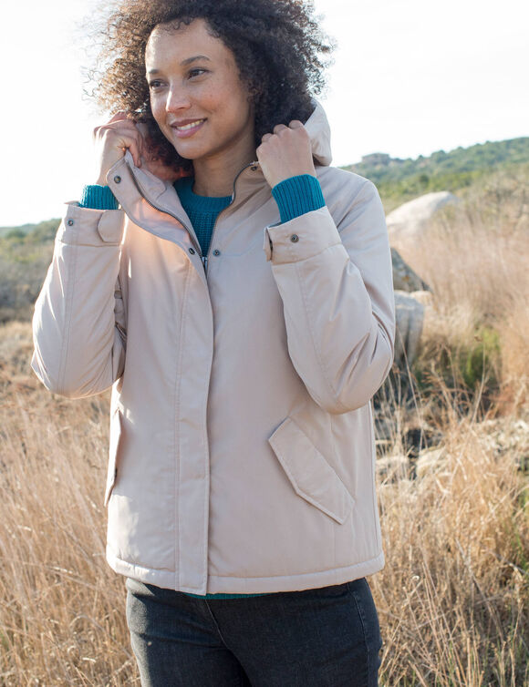 Parka imperméable zippée, à capuche (beige)