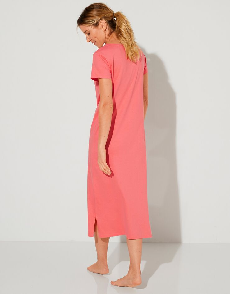 Chemise de nuit longue imprimé  "bouquet" (corail)