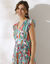 Robe longue imprimée, sans manches (vert / rose)