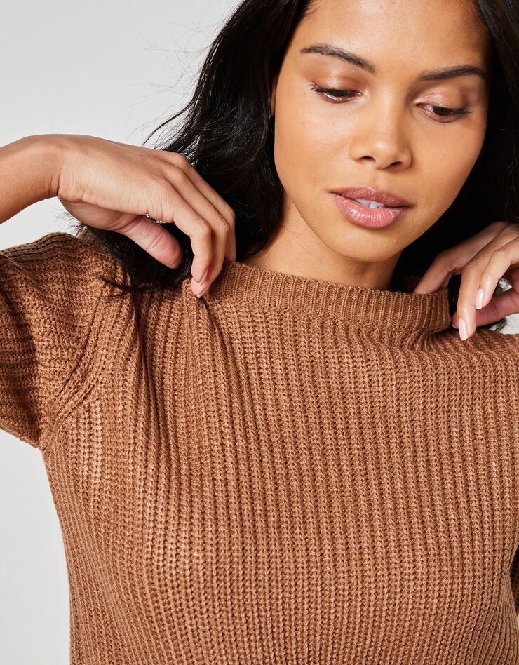 Pull col rond maille anglaise (noisette) Pull col rond maille anglaise (noisette)