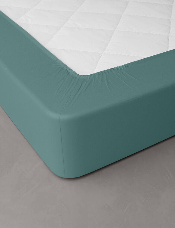 Drap-housse uni percale bonnets 40 cm (eucalyptus)