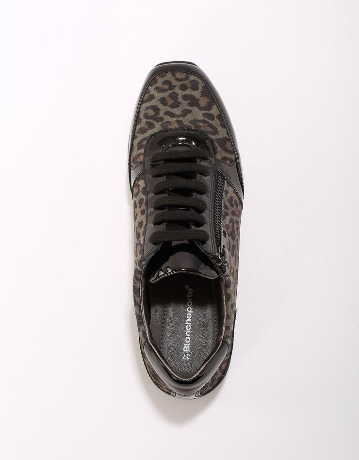 Tennis compensées en cuir verni certifié LWG - imprimé tacheté (gris) Tennis compensées en cuir verni certifié LWG - imprimé tacheté (gris)