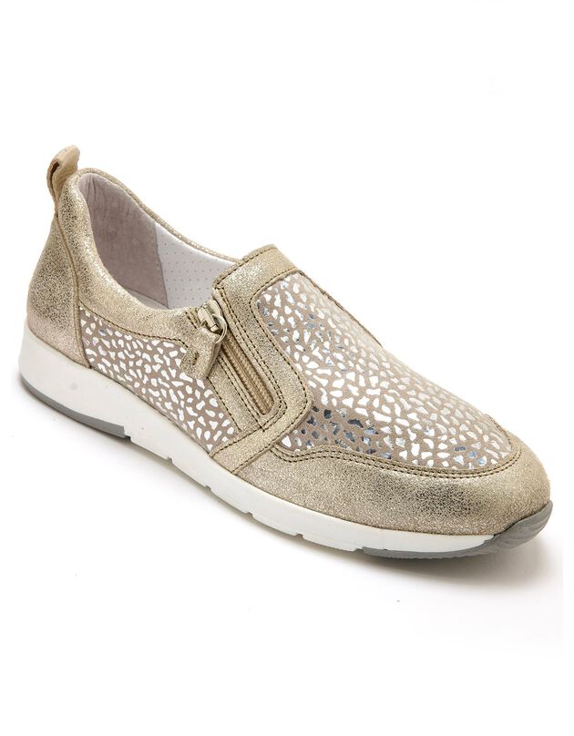Sans-gêne zippées ultra flexibles en cuir (beige)