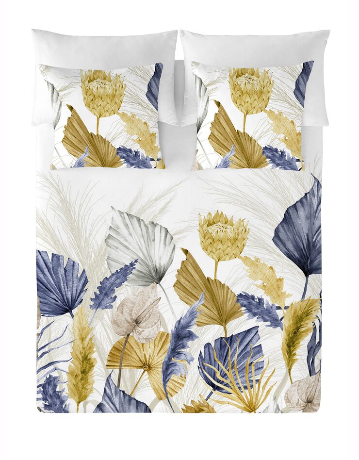 Parure de lit Pampa - coton (blanc / bleu)