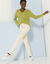 Pull col V, maille anglaise toucher doux (anis)