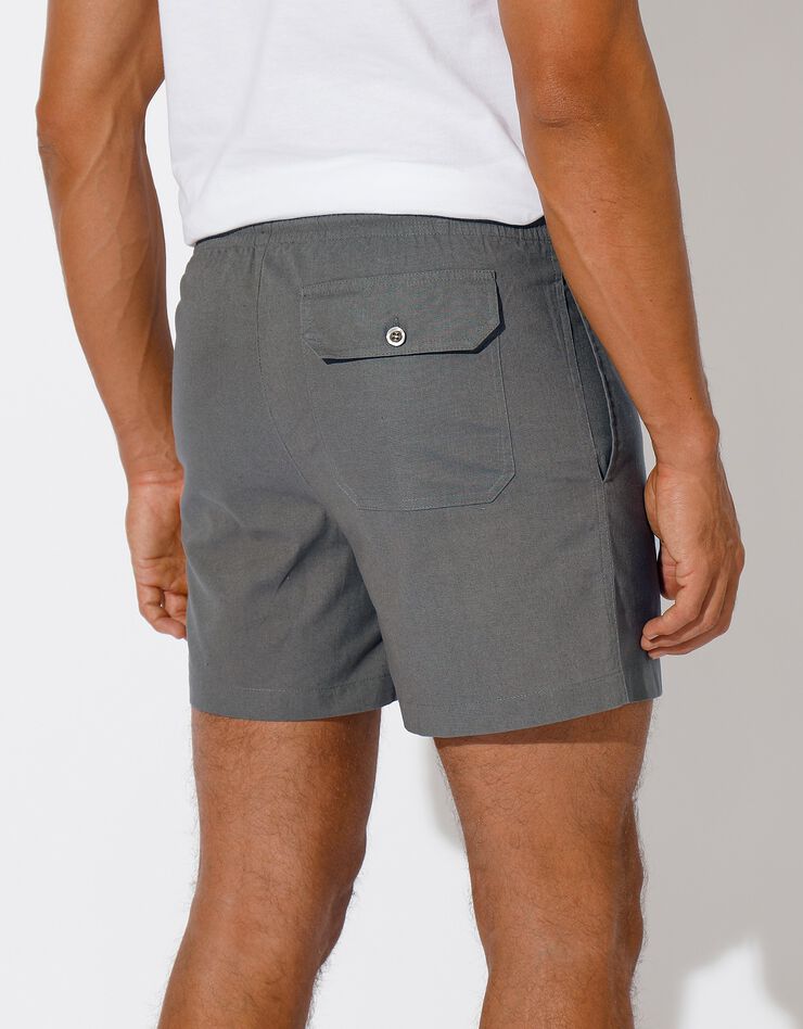 Short toile taille élastiquée (gris)