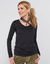 T-shirt col V manches longues (noir)