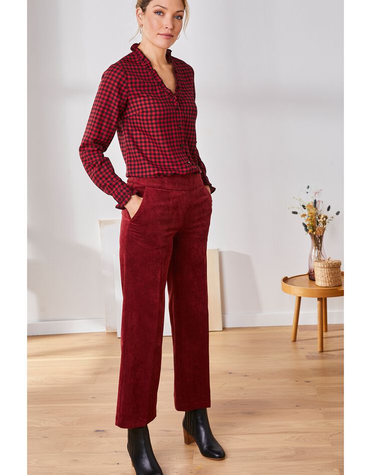 Pantalon velours longueur 3⁄4, taille haute (brique) Pantalon velours longueur 3⁄4, taille haute (brique)