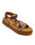 Sandales compensées cuir grande largeur (marron)