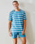 Pyjama short coton rayé manches courtes (bleu / blanc)