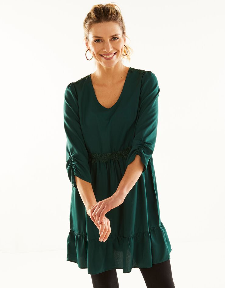 Tunique dentelle manches 7/8ème unie (vert) Tunique dentelle manches 7/8ème unie (vert)