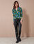 Tunique col boutonné imprimé floral (turquoise / vert)
