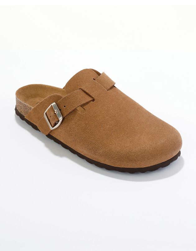 Sabots croûte de cuir avec boucle réglable (noisette)