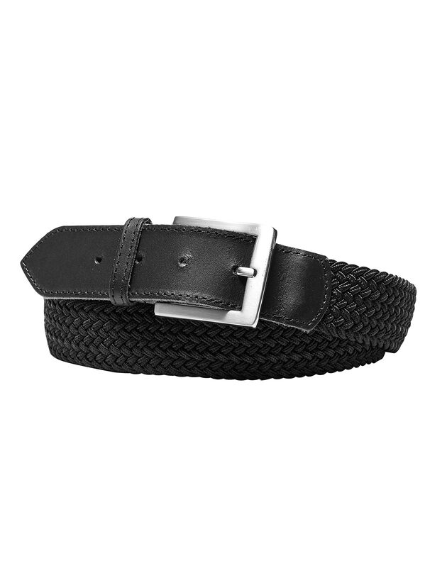 Ceinture tressée extensible finitions cuir (noir)