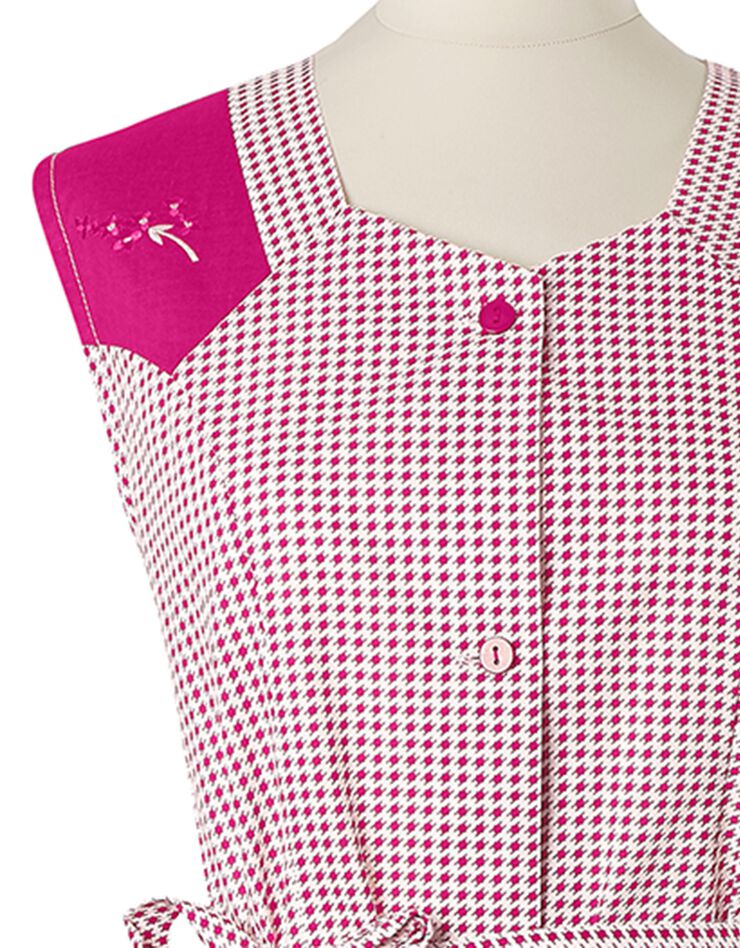 Tablier cuisine sans manches brodé imprimé pied-de-poule (fuchsia) Tablier cuisine sans manches brodé imprimé pied-de-poule (fuchsia)
