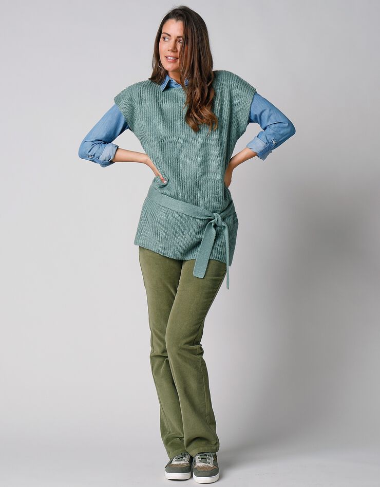 Pull tunique sans manches, maille anglaise toucher mohair (kaki) Pull tunique sans manches, maille anglaise toucher mohair (kaki)