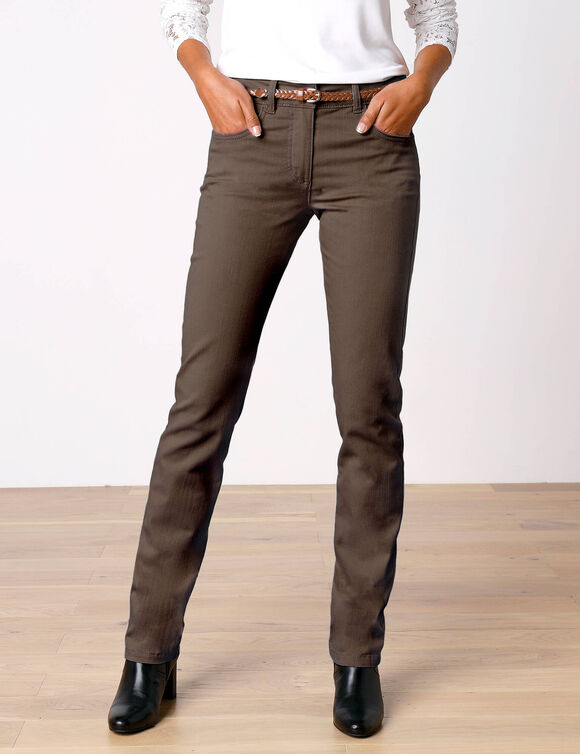 Pantalon droit gainant - grande stature entrej. 78 cm (marron)