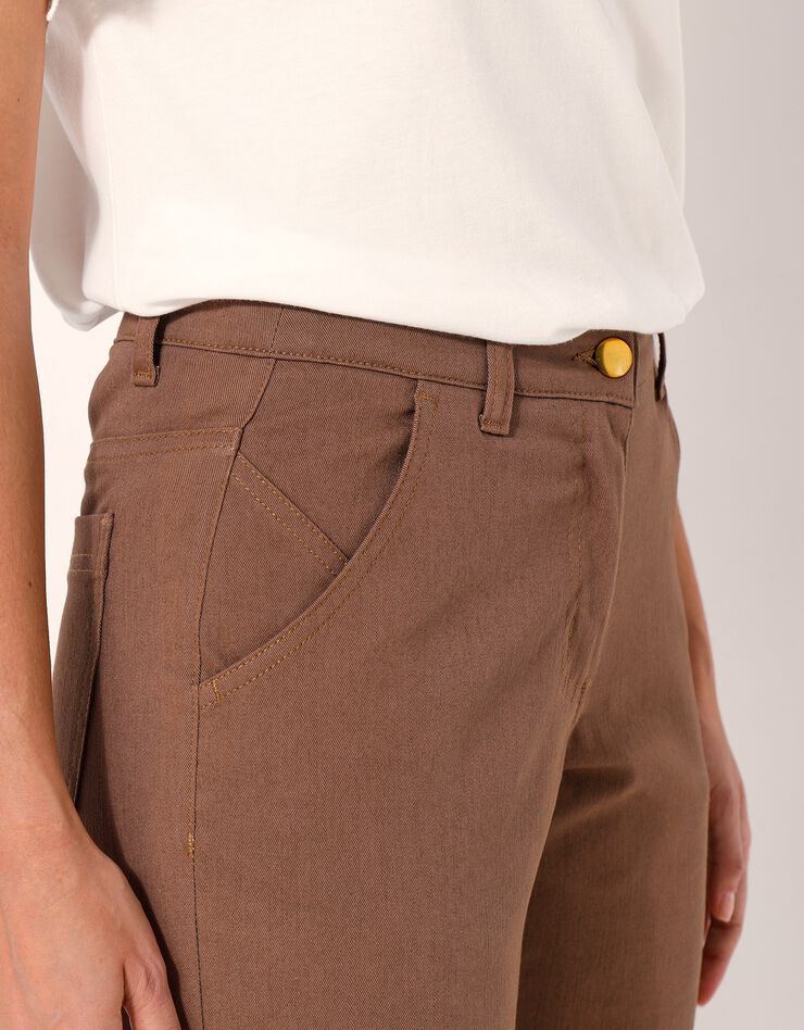Pantalon twill coupe mom découpes fantaisie (chocolat) Pantalon twill coupe mom découpes fantaisie (chocolat)