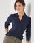 Pull col polo, maille côtelée (marine)