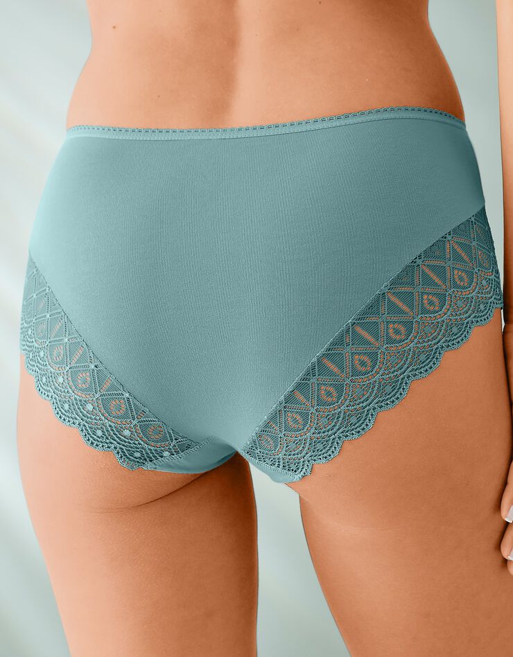 Culotte forme maxi coton uni stretch et dentelle - lot de 3 (bleu + marine + vert) Culotte forme maxi coton uni stretch et dentelle - lot de 3 (bleu + marine + vert)