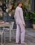 Pyjama imprimé carreaux - col tailleur (parme)