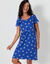 Chemise de nuit courte imprimée étoiles (bleu dur)