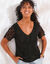 T-shirt manches courtes, macramé (noir)