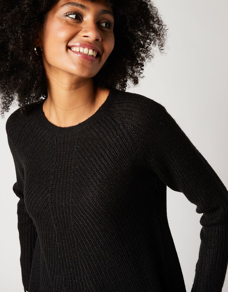 Pull évasé maille anglaise (noir)
