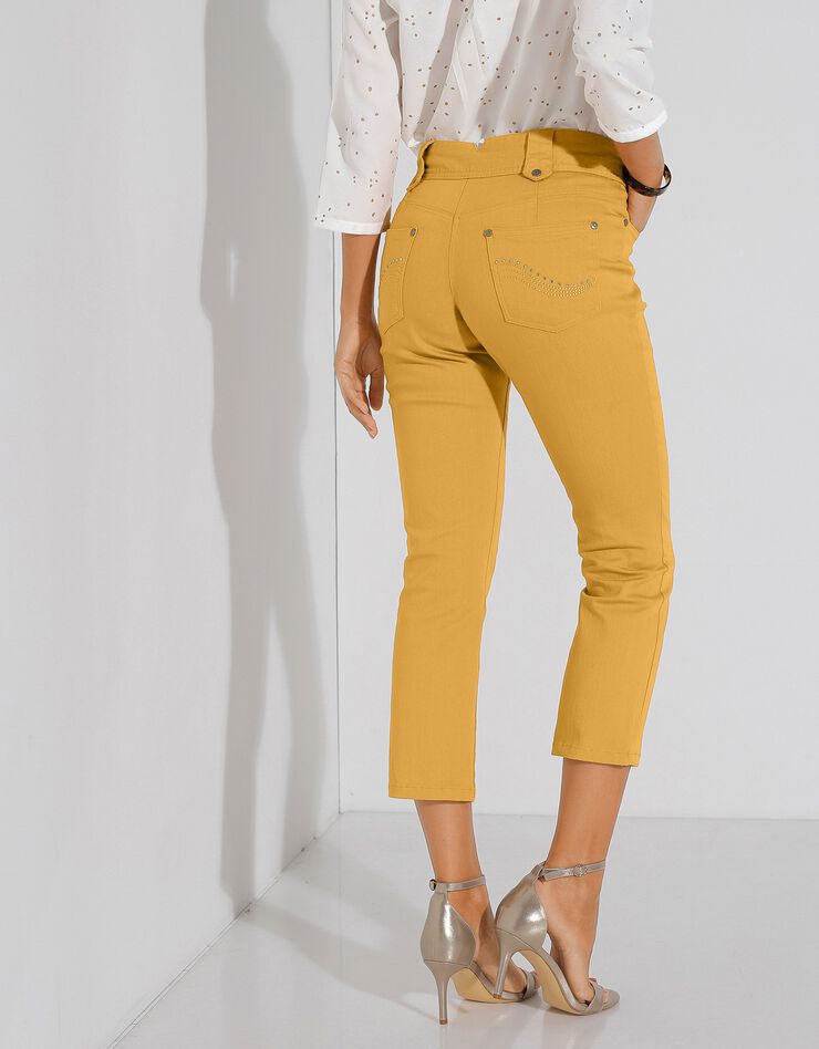 Pantacourt droit taille haute effet denim (safran) Pantacourt droit taille haute effet denim (safran)