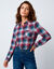 Chemise flanelle &agrave; carreaux (bleu / prune)