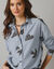 Chemise longue oversize en coton, rayures et imprimé (bleu / blanc)