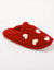 Chaussons forme mules imprim&eacute; coeur (rouge)